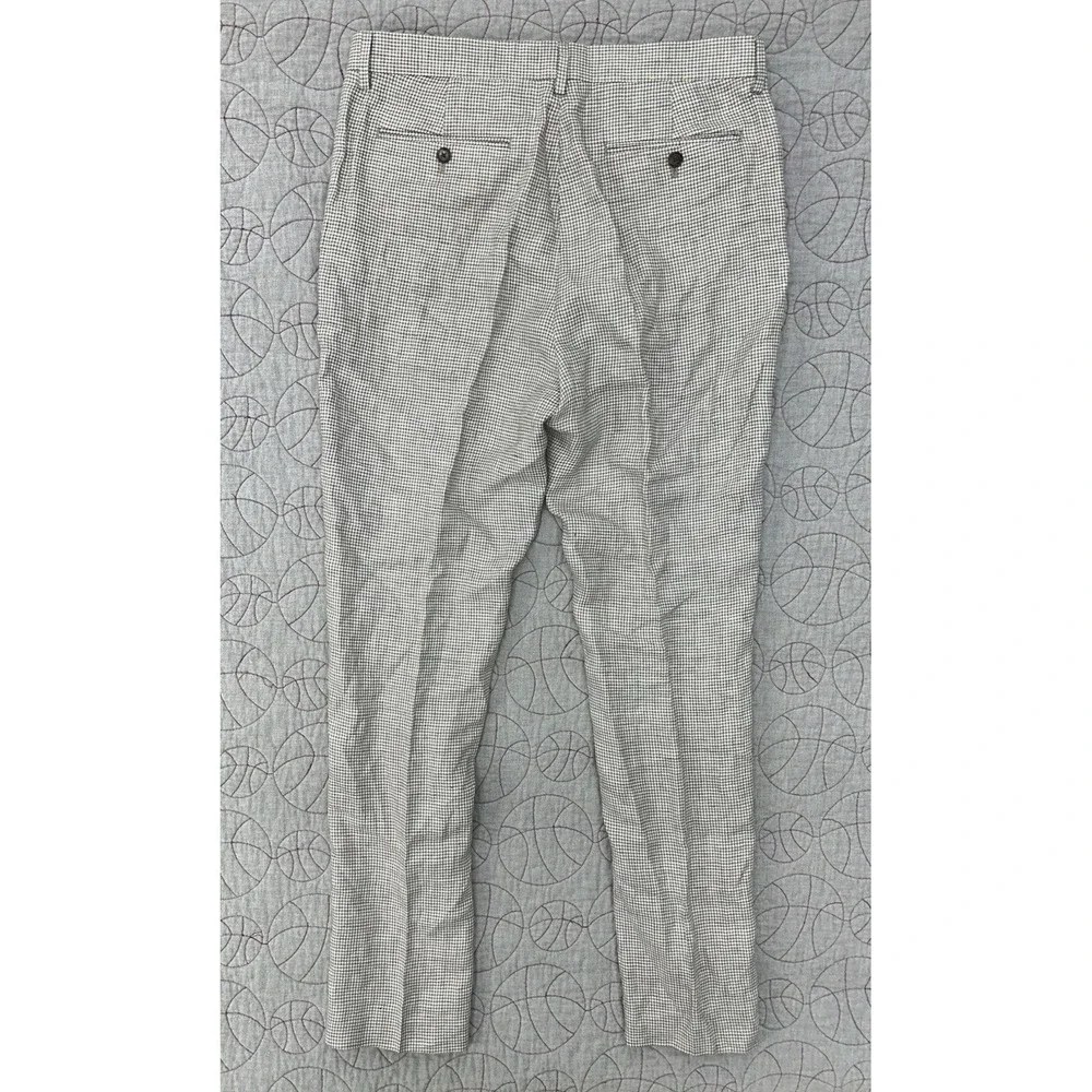 Banana Republic 100% Linen Taupe Houndstooth Dress Trousers / Men's 32